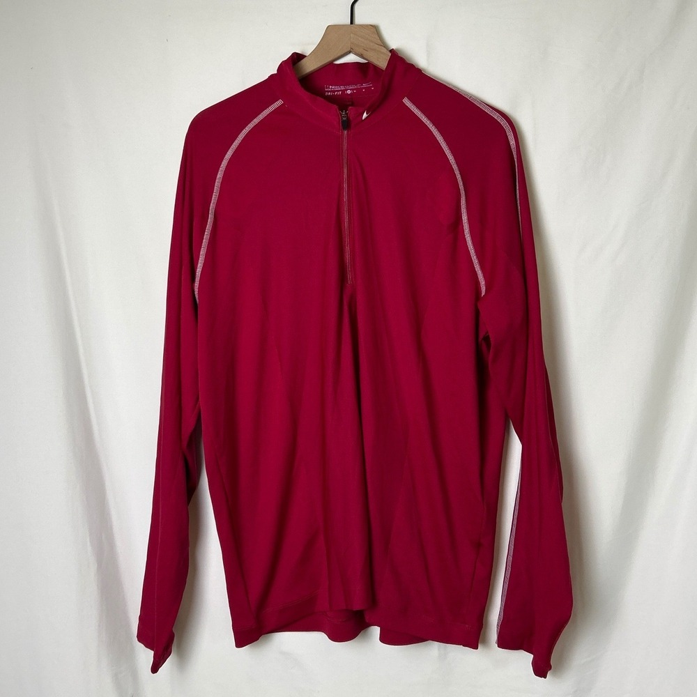 Nike Golf Mens Dri-FIT 1/4 Zip Pullover Shirt Size M Maroon Sporty Athleisure
